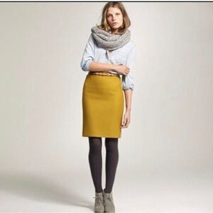 NWOT J. Crew Bronze Ochre Double Serge Wool Pencil Skirt